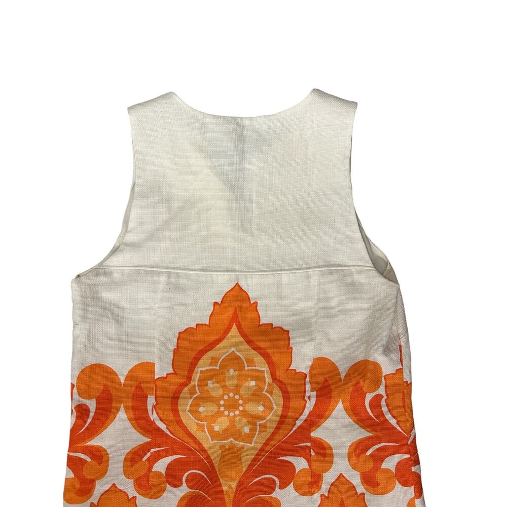 Laundry by Shelli Segal Mod Floral Shift Dress Retro Orange Print Size 2 - Picture 5 of 10